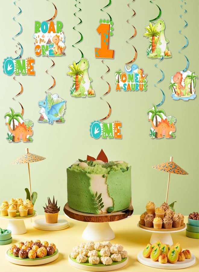 Funmemoir Dinosaur 1st Birthday Decorations Boy - 24PCS Dinosaur Hanging Swirls, One a Saurus Birthday Party Spiral Hangings for Dino Jungle Safari Animal First Birthday Party - Image 4